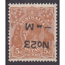 Australian King George V 5d Brown   Wmk C of A  Plate Variety 3R26